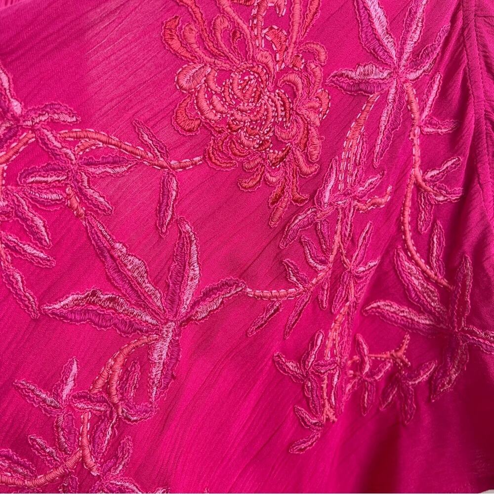 Chico's Fuchsia Floral Fringe Wrap - Picture 10 of 16